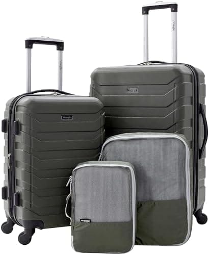 Wrangler Elysium Luggage & Packing Cubes, Green, 4 Piece Set