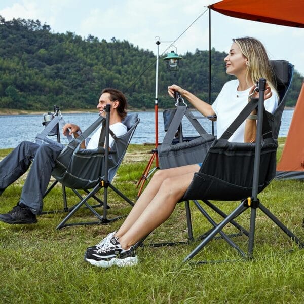 TIMBER RIDGE Hammock Camping Chair with Adjustable Backrest, Heavy Duty Folding Hammock Chair Supports 300lbs, Portable Hammock Chair for Camping, Travelling and Patio, Blue - Image 5