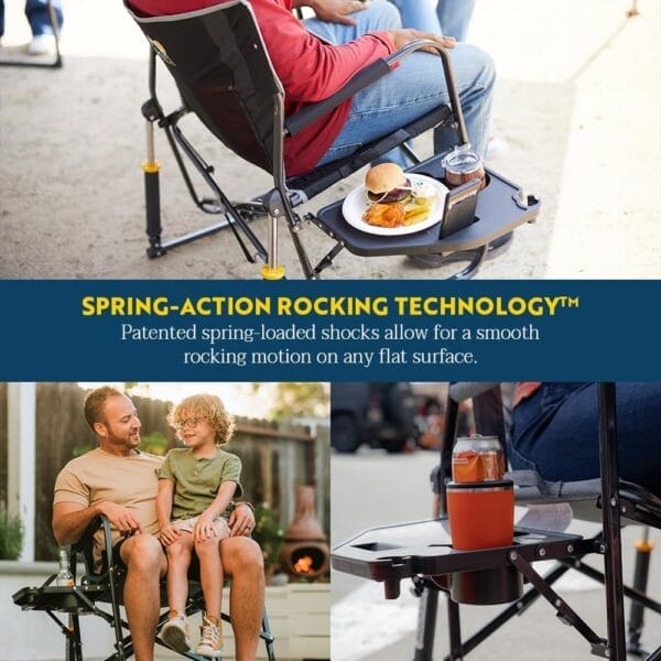 GCI OUTDOOR Freestyle Rocker XL with Side Table Camping Chair | Portable Folding Rocking Chair with Solid, Durable Armrests, Drink Holder & Comfortable Backrest — Red - Image 5