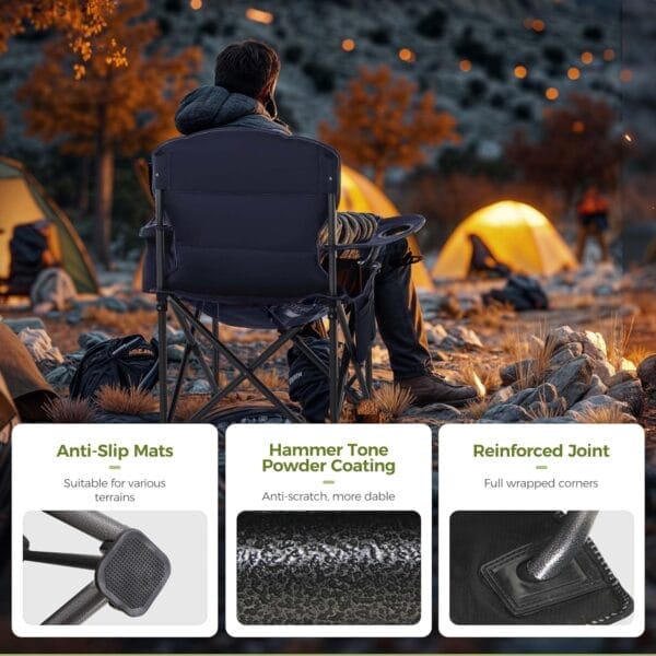 ALPHA CAMP Oversized Camping Folding Chair Heavy Duty Lawn Chair with Cooler Bag - Image 8