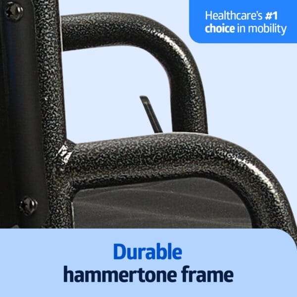 Medline Comfortable Folding Wheelchair with Swing-Back Desk-Length Arms and Swing-Away Footrests, 18”W x 16X”D Seat - Image 2