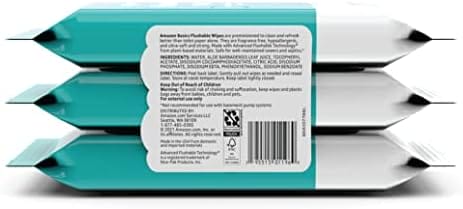 Amazon Basics Adult Wet Wipes Flushable Fragrance Free, 126 Count (3 Packs of 42) Packaging May Vary - Image 3
