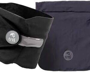 trtl Travel and Airplane Pillow - Real Sleeping Experience on Long Flights - Neck and Shoulder Support - Super-Soft, Lightweight, Easy-to-Carry, and Machine-Washable Flight Pillow - Black
