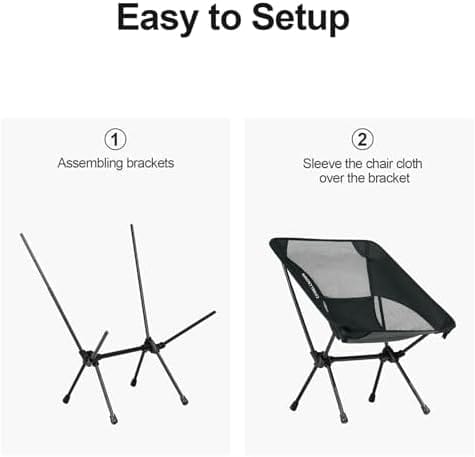 CAMEL CROWN Portable Camping Chair Lightweight Compact Folding Chair Mesh for Outdoor Camp Travel Beach Picnic Festival Hiking Backpacking Black - Image 4