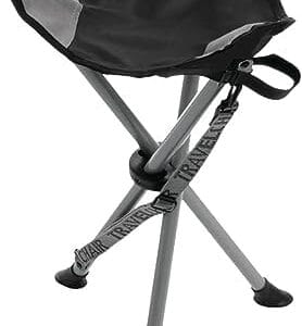 Travel Chair Slacker Tripod Chair for Camping, Lightweight Chair, Adjustable Carry Strap for Easy Transport | Oversized Duck Feet for Improved Stability | Perfect for Outdoor Adventures (Black)