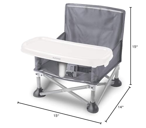 Summer by Bright Starts Pop 'N Sit Portable Booster Chair, Floor Seat, Indoor/Outdoor Use, Compact Fold, Grey, 6 Mos - 3 Yrs - Image 9