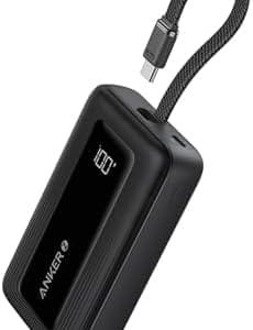 Anker Portable Charger, 10,000mAh 30W Power Bank, USB-C in and Out Fast Charging Battery Pack, Travel Essential Phone Power Bank, for iPhone 16/15, iPad, MacBook, Galaxy, Google, and More