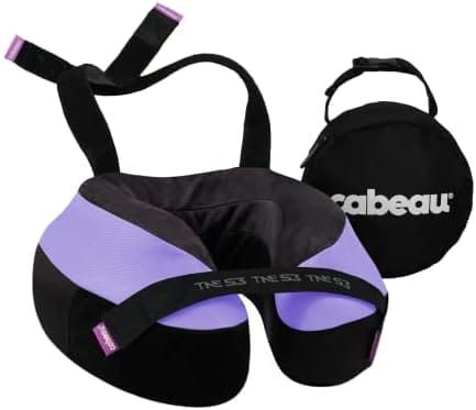 Cabeau Travel Neck Pillow for Airplanes – The Neck’s Evolution, TNE S3 – Supportive Memory Foam Design for Long Haul Flights – Attachable Seat Straps and 360° Support (Paris Lavender)