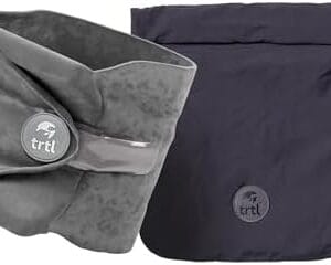 trtl Travel and Airplane Pillow - Real Sleeping Experience on Long Flights - Neck and Shoulder Support - Super-Soft, Lightweight, Easy-to-Carry, and Machine-Washable Flight Pillow - Grey