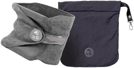 trtl Travel and Airplane Pillow - Real Sleeping Experience on Long Flights - Neck and Shoulder Support - Super-Soft, Lightweight, Easy-to-Carry, and Machine-Washable Flight Pillow - Grey