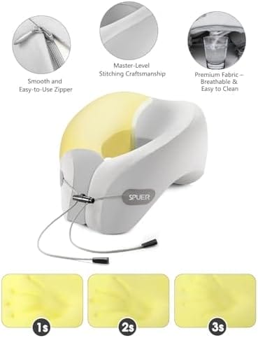 Memory Foam Neck Pillow for Traveling – Travel Pillow for Airplane, Long Flights, Cars, Office, Airplane Pillow with Eye Mask, Earplugs & Storage Bag (Gray) - Image 5