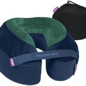 Cabeau Best Neck Pillow for Travel – Evolution Earth Deluxe – 360° Head, Neck and Chin Support for Sleeping – Sustainable Memory Foam - Removable, Washable Cover with Compact Carrying Case (Terra)