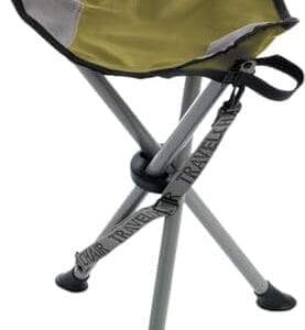 Travel Chair Slacker Tripod Chair for Camping, Lightweight Chair, Adjustable Carry Strap for Easy Transport | Oversized Duck Feet for Improved Stability | Perfect for Outdoor Adventures (Green)