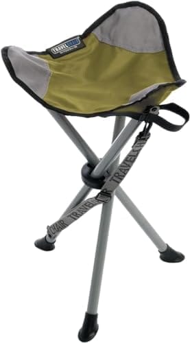 Travel Chair Slacker Tripod Chair for Camping, Lightweight Chair, Adjustable Carry Strap for Easy Transport | Oversized Duck Feet for Improved Stability | Perfect for Outdoor Adventures (Green)