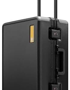 LEVEL8 Zipperless Carry On Suitcase Airline Approved with Aluminum Frame, Lightweight Hard Shell Luggage with Spinner Wheels, Metal Travel Luggage with Double Tsa Locks, 20 Inch, Black