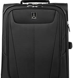 Travelpro Maxlite 5 Softside Expandable Upright 2 Wheel Carry on Luggage, Lightweight Suitcase, Men and Women, Black, Carry On 20-Inch