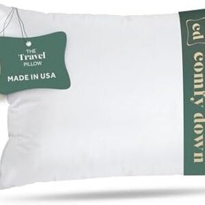 Goose Down Travel Pillow - Filled with 800 Fill Power European Goose Down, Egyptian 300 Thread Count 100% Cotton Cover for Plane car & Home - Made in USA (13" x 18")