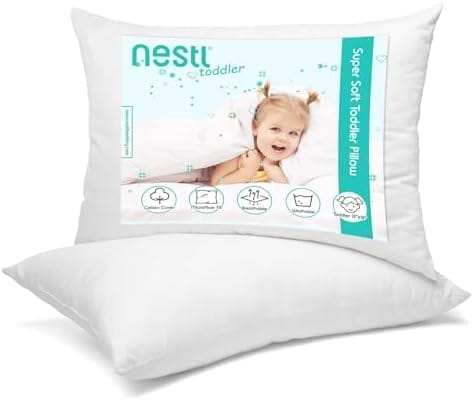 Nestl Kids Pillow - Pack of 2 Child Pillows - Cotton Pillow - Soft Travel Pillow - Perfect Bed Pillow - 13 x 18 Inches,White