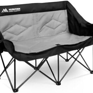 2 Person Camping Chair Oversized Loveseat Camping Chair Double Camping Chairs for Adults Heavy Duty Camping Couch Black Outdoor Folding Chair Portable Patio Lawn Chair