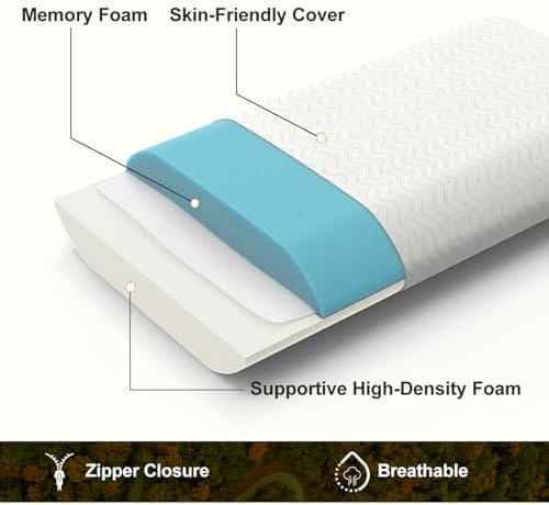 Vekkia Travel Pillow, Memory Foam Pillow Compressible Camping Pillow with Washable Cover,Ergonomic Supportive Pillow for Sleeping Ideal for Adults Kids Travel, Hiking, Airplane and Car-S - Image 4