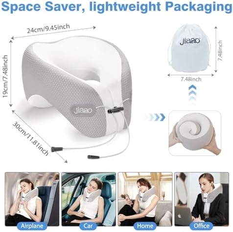 Neck Pillow Airplane, 2025 Upgraded Memory Foam Travel Pillow, Travel Essentials with 3D Eye Masks, Earplugs and Portable Drawstring Bag, Airplane Pillow for Travel, Home, Office, and Gaming - Image 6
