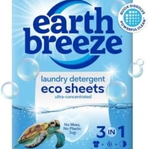 Earth Breeze Laundry Detergent Sheets Fresh Scent - 60 Loads Eco Liquidless Soap - Travel-Friendly for Hot & Cold Cycles, Tackles Tough Stains & Odors - Gentle on Skin, 30 Ct