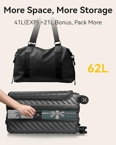 LUGGEX Carry On Luggage with Compartment and Cup Holder, Expandable PC Hard Shell Suitcase with Front Pocket (Midnight Blue, 2-Piece (20/Tote)) - Image 5