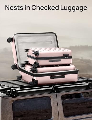 Carry On Luggage 22x14x9 Airline Approved, 20 Inch Luggage with Smooth Spinner Wheels, Expandable, Hard Shell PC Suitcase Carry-On, Lightweight Travel Luggage, TSA Approved (Pink, Rhine Max) - Image 7