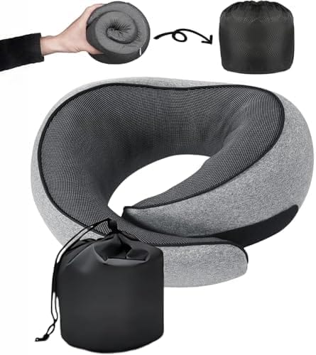 SZXYX 2024 New Travel Pillows for Airplanes, 100% Pure Memory Foam Neck Pillow For Airplanes, Comfortable Breathable Cover, 360° Support Stowable Pillows For Sleeping, Car, Airport Travel Essentials L