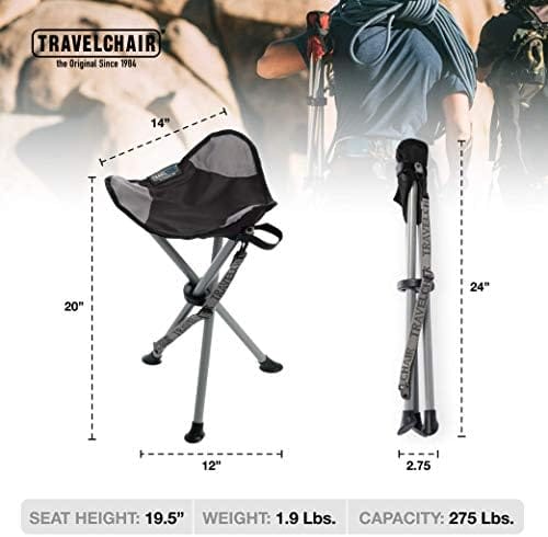 Travel Chair Slacker Tripod Chair for Camping, Lightweight Chair, Adjustable Carry Strap for Easy Transport | Oversized Duck Feet for Improved Stability | Perfect for Outdoor Adventures (Black) - Image 3