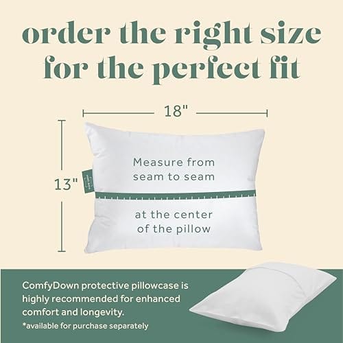 Goose Down Travel Pillow - Filled with 800 Fill Power European Goose Down, Egyptian 300 Thread Count 100% Cotton Cover for Plane car & Home - Made in USA (13" x 18") - Image 2