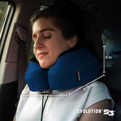 Cabeau Evolution S3 Travel Pillow – Straps to Airplane Seat – Ensures Your Head Won’t Fall Forward – Relax with Plush Memory Foam – Quick-Dry Fabric Keeps You Cool and Dry (Indigo)… - Image 5