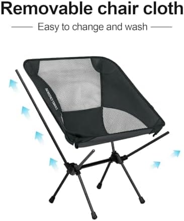 CAMEL CROWN Portable Camping Chair Lightweight Compact Folding Chair Mesh for Outdoor Camp Travel Beach Picnic Festival Hiking Backpacking Black - Image 5