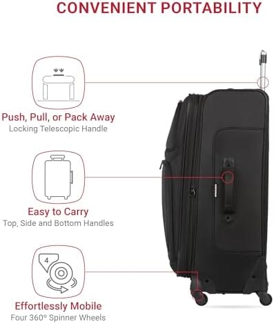 SwissGear Sion Softside Expandable Luggage, Black, Checked-Large 29-Inch - Image 2