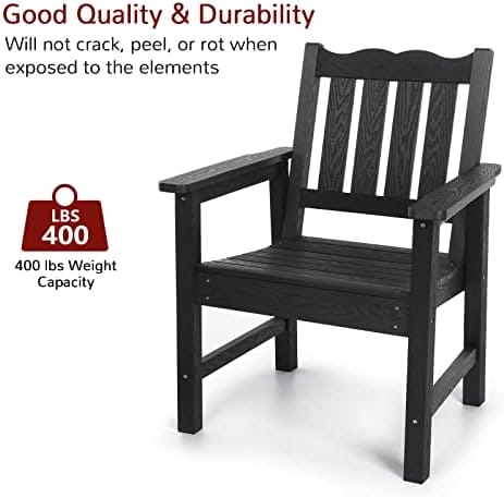 Stoog All-Weather Outdoor Chairs, Patio Dining Chair with Curved Backrest, 400 lbs Support Patio Chair, Black - Image 4