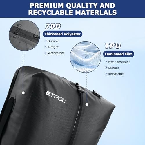 TPU Vacuum Bag for Travel, 70D Nylon Reusable Compression Bag with IP67 Waterproof Zipper, Compression Packing Cubes for Clothing(Gray-2 PCS + PUMP) - Image 3