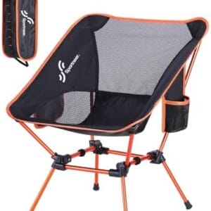 Sportneer Camping Chairs, Lightweight Outdoor Chairs with 2 Side Pockets & Storage Bag, Foldable & Portable Lawn Chairs for Camping Hiking Lawn Picnic Beach Outdoor Travel (1, Orange)