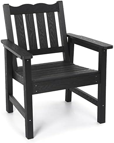 Stoog All-Weather Outdoor Chairs, Patio Dining Chair with Curved Backrest, 400 lbs Support Patio Chair, Black