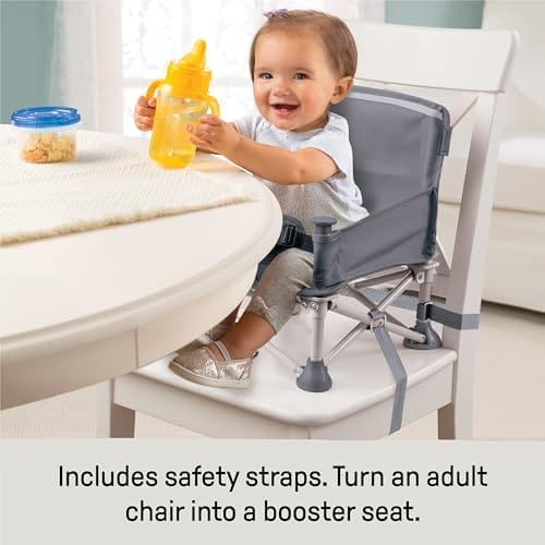 Summer by Bright Starts Pop 'N Sit Portable Booster Chair, Floor Seat, Indoor/Outdoor Use, Compact Fold, Grey, 6 Mos - 3 Yrs - Image 6