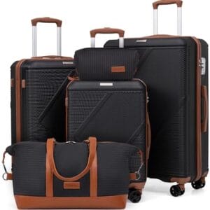Luggage Sets 5 Piece, Suitcases With Wheels, Lightweight Travel Luggage Set With TSA Lock, ABS Hardshell Carry On Suitcase Set, Black