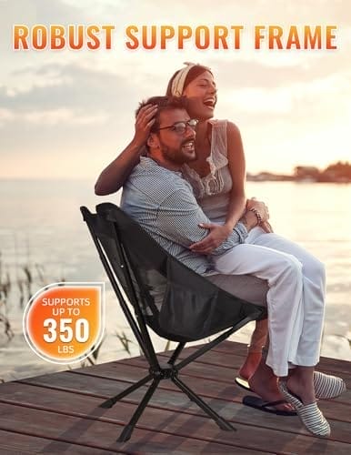 Portable Chairs for Adults Foldable, Fast Setup, Lightweight & Small Folding Chair with Cup Holder, Side Pocket and Carry Bag - Support 350 LBS - Image 6