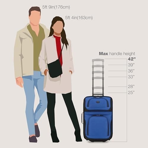 U.S. Traveler Rio Lightweight Carry-On Suitcase 20" Softside Expandable Design, Durable, Business and Travel, Blue, Set - Image 8