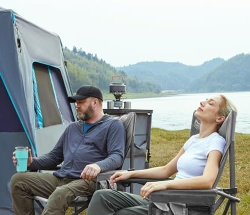 TIMBER RIDGE Oversized Folding Camping Chair High Back Heavy Duty for Adults Support up to 500lbs with Cup Holder, Side Pocket Cooler Bag - Image 2