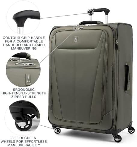 Travelpro Maxlite 5 Softside Expandable Checked Luggage with 4 Spinner Wheels, Lightweight Suitcase, Men and Women, Slate Green, Checked Large 29-Inch - Image 4