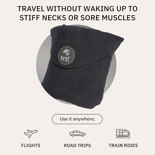 trtl Travel and Airplane Pillow - Real Sleeping Experience on Long Flights - Neck and Shoulder Support - Super-Soft, Lightweight, Easy-to-Carry, and Machine-Washable Flight Pillow - Grey - Image 3