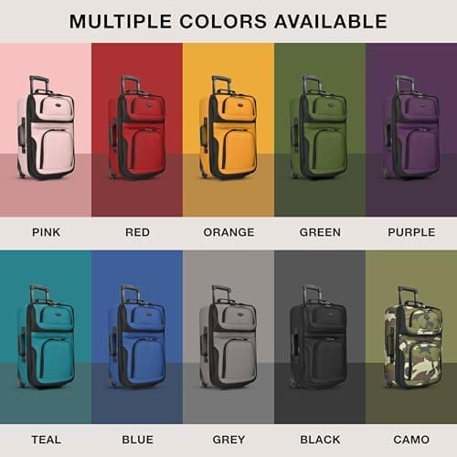 U.S. Traveler Rio Lightweight Carry-On Suitcase 20" Softside Expandable Design, Durable, Business and Travel, Blue, Set - Image 9