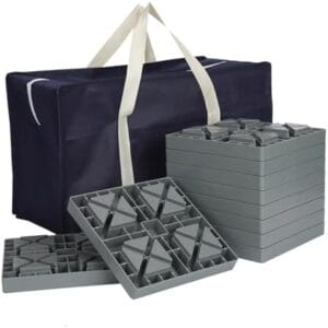 Camper/RV Leveling Blocks,10 Packs Suitable for Dual Wheels,Interlocking and Anti-Slip Design with Carrying Bag,Heavy-Duty for Camper Travel Trailer,Grey