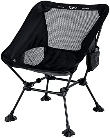 iClimb Ultralight Compact Camping Folding Beach Chair with Anti-Sinking Large Feet
