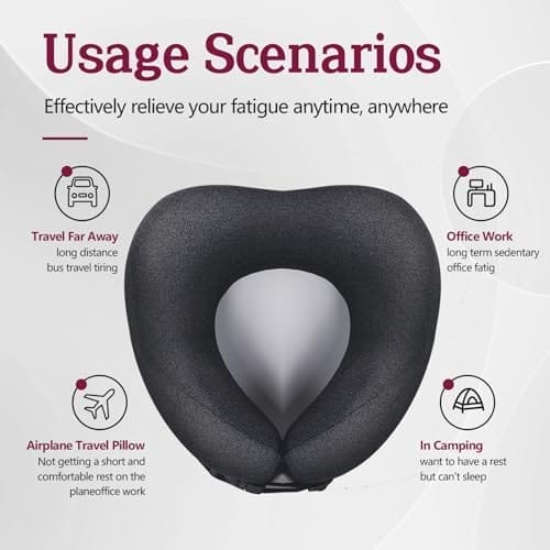 Travel Pillow Vac Compressed Memory Foam Neck Pillow Airplane,Soft and Compatible,Neck Support,Washable,Airplanes Travel Essentials Accessories for Office,Flight,Cars Breaks Sleeping(Black) - Image 3