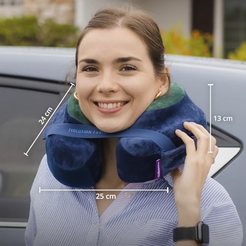 Cabeau Best Neck Pillow for Travel – Evolution Earth Deluxe – 360° Head, Neck and Chin Support for Sleeping – Sustainable Memory Foam - Removable, Washable Cover with Compact Carrying Case (Terra) - Image 5